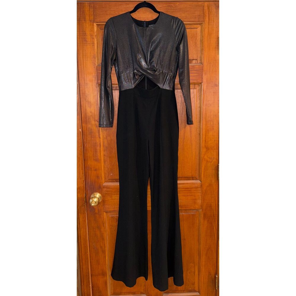 Black Halo Angie Metallic Cutout Combo Jumpsuit MSRP $415